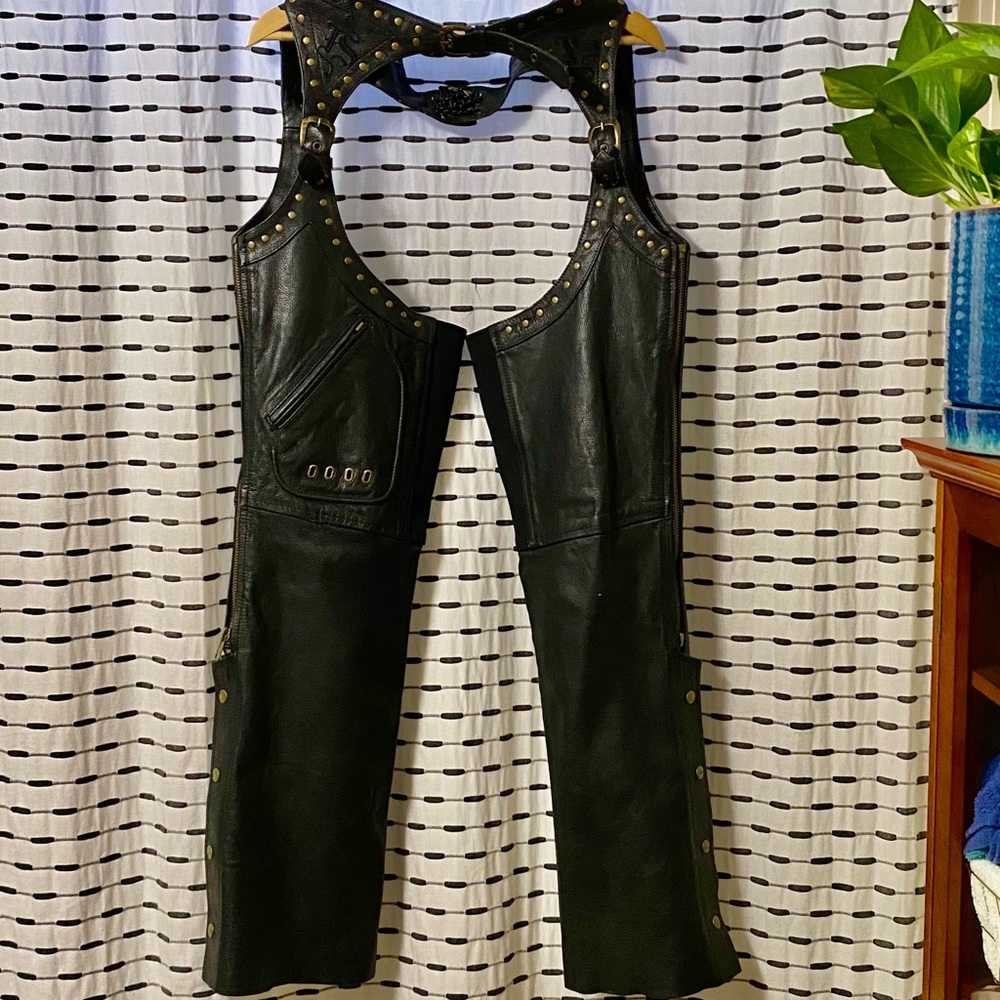 Womens Leather motorcycle chaps XL
